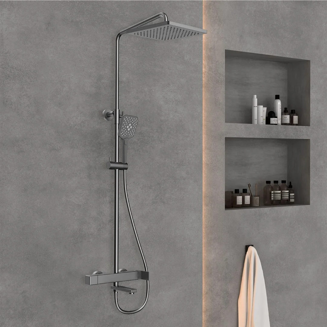 Приобрести vincea душевая стойка cube, оружейная сталь vsfs-1c1gm