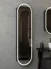 Continent Пенал подвесной с подсветкой Elmage black 160 см, сенсорный включатель, черный