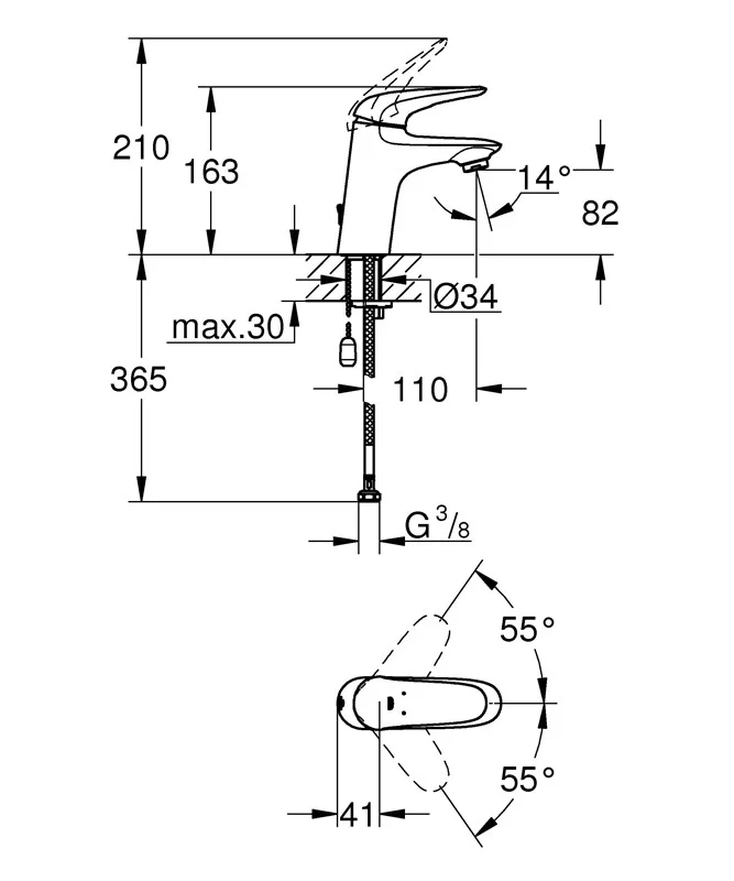Приобрести смеситель grohe для раковины eurostyle с цепочкой, хром 23713003