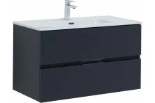 Aquanet Тумба с раковиной Алвита New 90 см, 2 ящика, антрацит