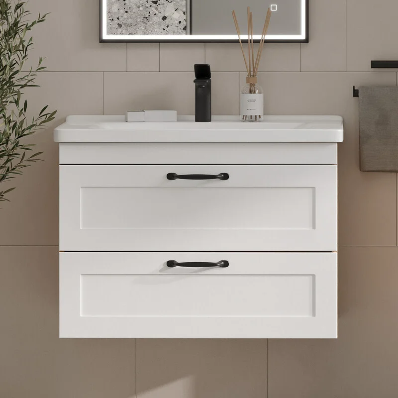 Приобрести equil тумба подвесная с раковиной lago 80 см, белая\светлое дерево tplago80.2y-04