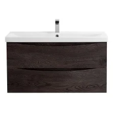 BelBagno Тумба с раковиной MARINO-CER 100 см, подвесная Rovere Nature Grigio, белая раковина