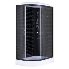 Loranto Душевая кабина SUNWAY 1200х800х2150 правосторонняя, поддон 13см, черный кирпичный узор, прозрачное стекло 4мм, профиль черный (CS6612013RGB120)