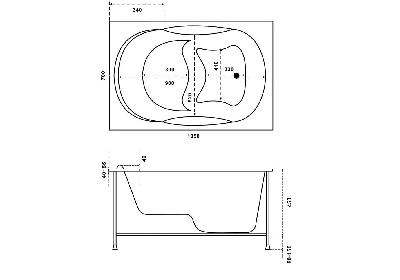Приобрести акриловая ванна bas рио 105х70 сидячая