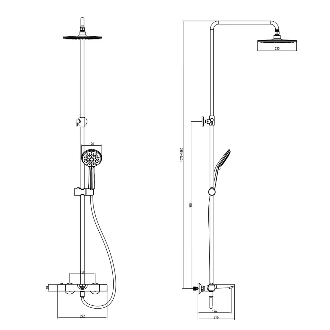 Приобрести душевая система azario galaxy, с термостатом, хром az-67b47ev1-1dc1j19a-zh3394a-hb1153c