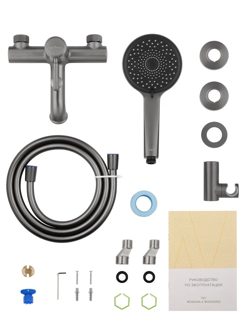 Приобрести смеситель для ванны с душем wonzon & woghand tor, темный графит (ww-88037073-bgm)