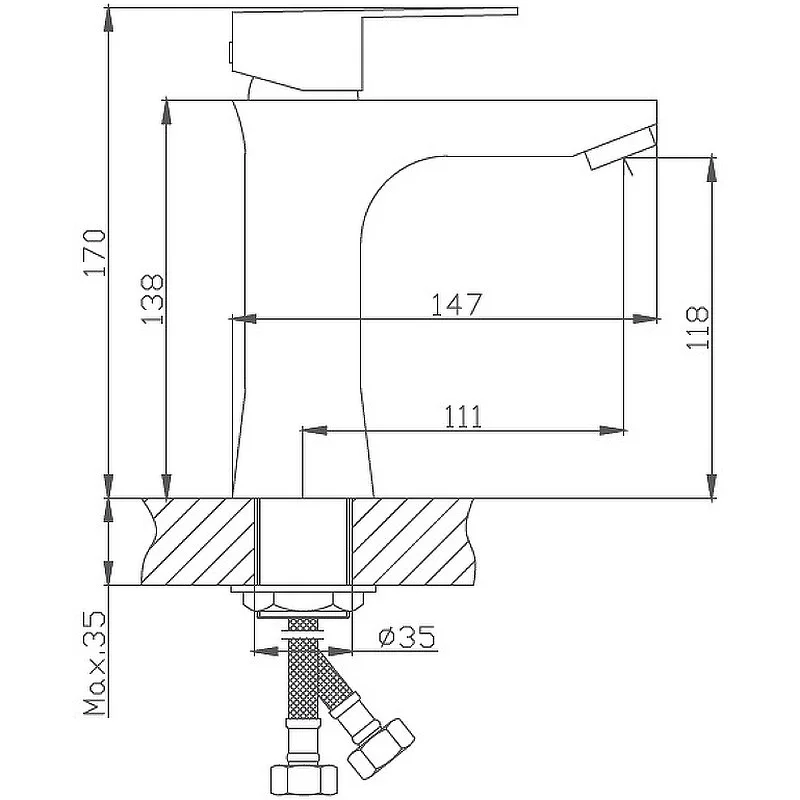 Приобрести haiba смеситель для раковины 170мм, нержавеющая сталь hb-10802