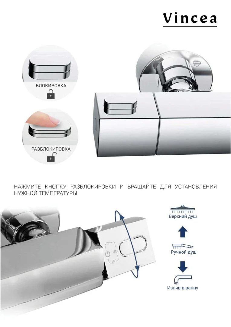 Приобрести vincea душевая стойка next, термостат, оружейная сталь vsfs-1n1tgm