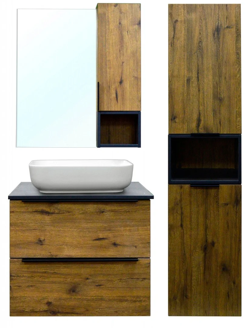 Приобрести тумба подвесная azario gris 90/2 со столешницей, дуб веллингтон/антрацит