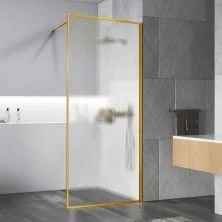 Vincea Душевая перегородка Walk-In 100 см, рифленое, брашированное золото VSW-1HP100FLBG