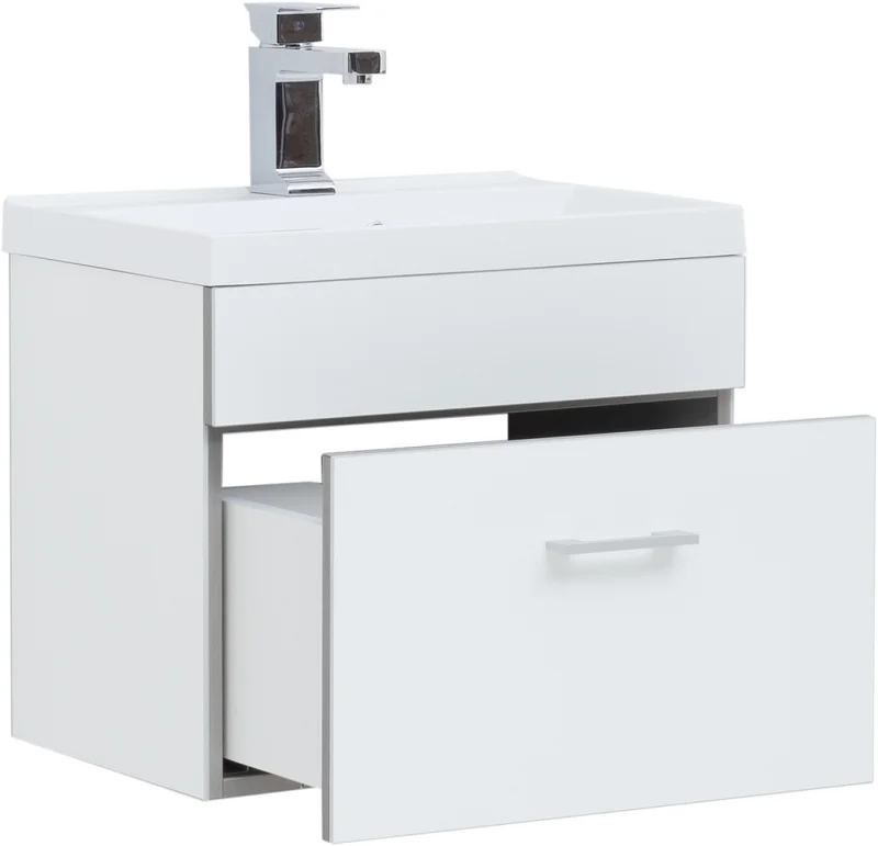 Приобрести aquanet тумба с раковиной верона 50 см, белая (подвесная 1 ящик)