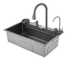 Savol Кухонная мойка 75х45 см, нержавеющая сталь, графит S-SC002-Q