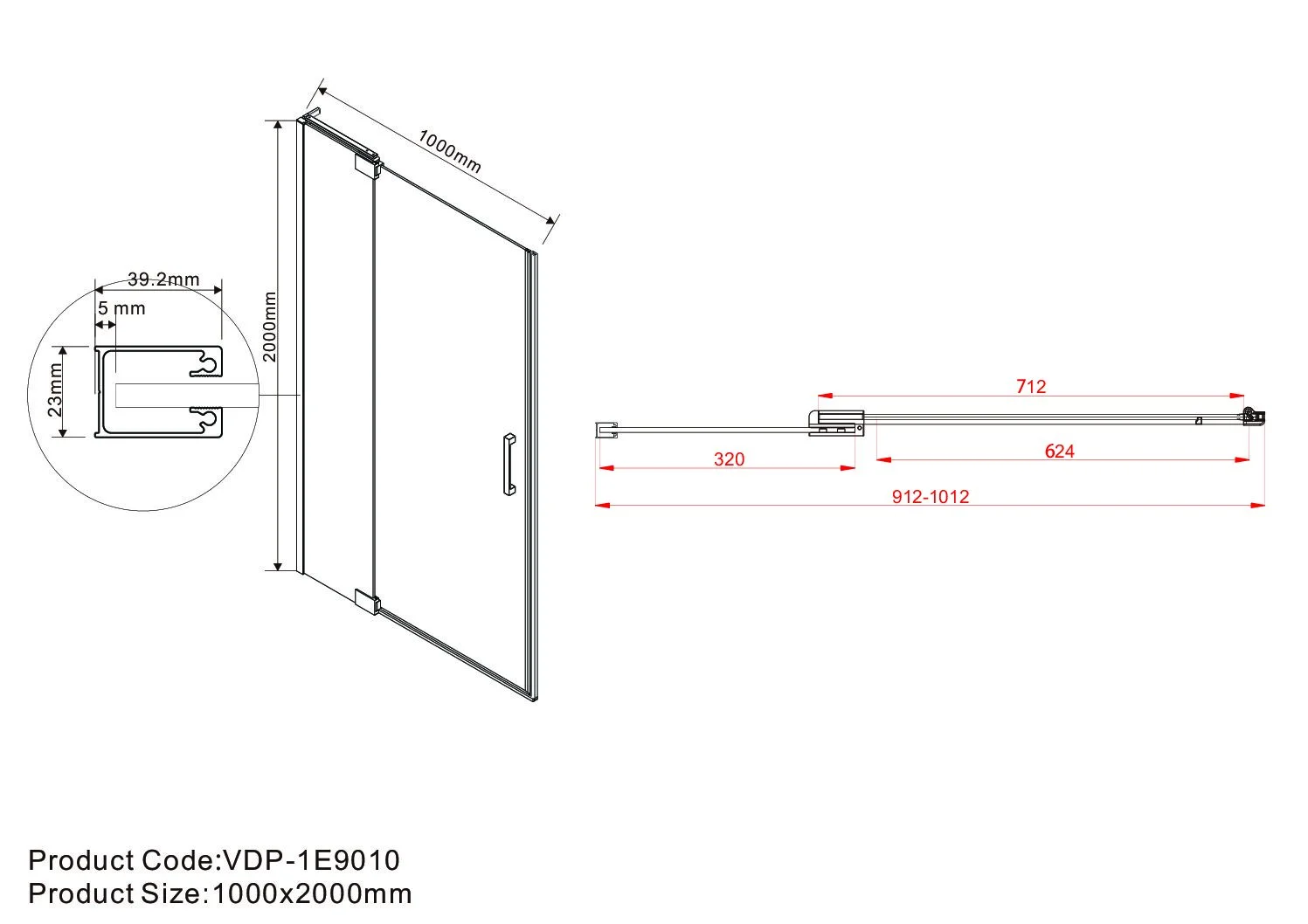 Приобрести vincea душевая дверь extra 90 см, прозрачное, оружейная сталь vdp-1e9010clgm