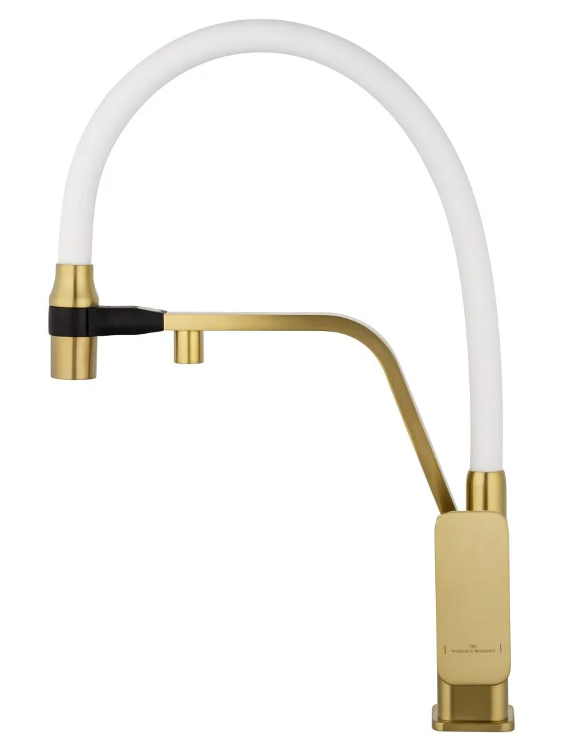 Приобрести смеситель для кухни с гибким изливом и подключением фильтра wonzon & woghand, брашированное золото (ww-88458013-bg(mw))