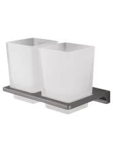 Два стакана для зубных щеток с держателем WONZON & WOGHAND ECLIPSE, Темный графит (WW-9128-GM)