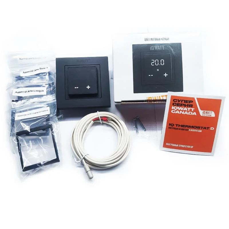 Приобрести iqwatt электронный терморегулятор iq thermostat d black , ж\к экран