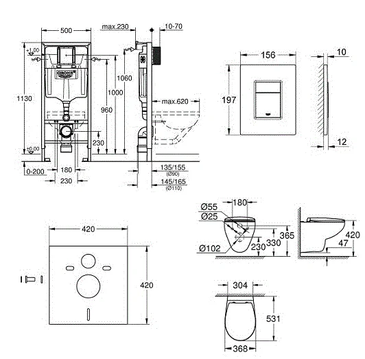 Приобрести инсталляция grohe solido с подвесным унитазом bau ceramic c сиденьем микролифт 39586000