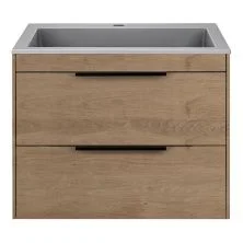 Vincea Тумба подвесная Chiara 60 см, дуб натуральный с серой раковиной VMC-2C2600NO;VCB-13600G