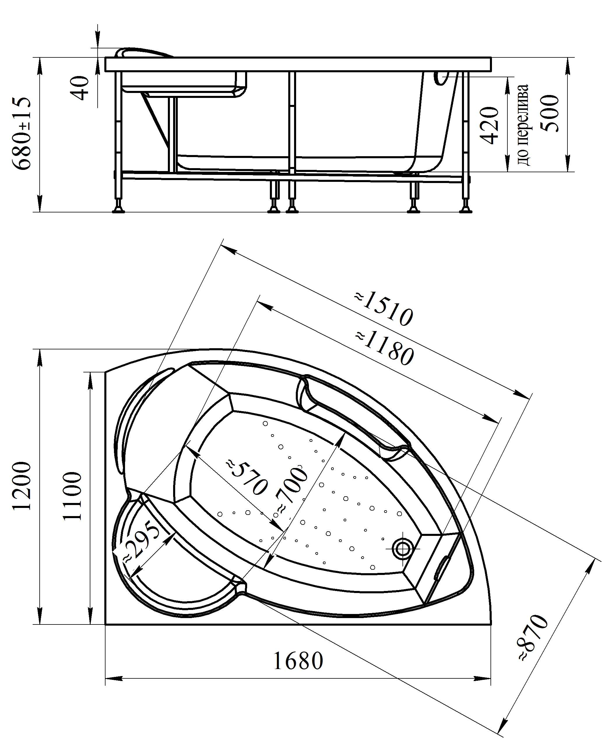 Приобрести радомир акриловая ванна алари 168x120 см r ( комплект каркас )
