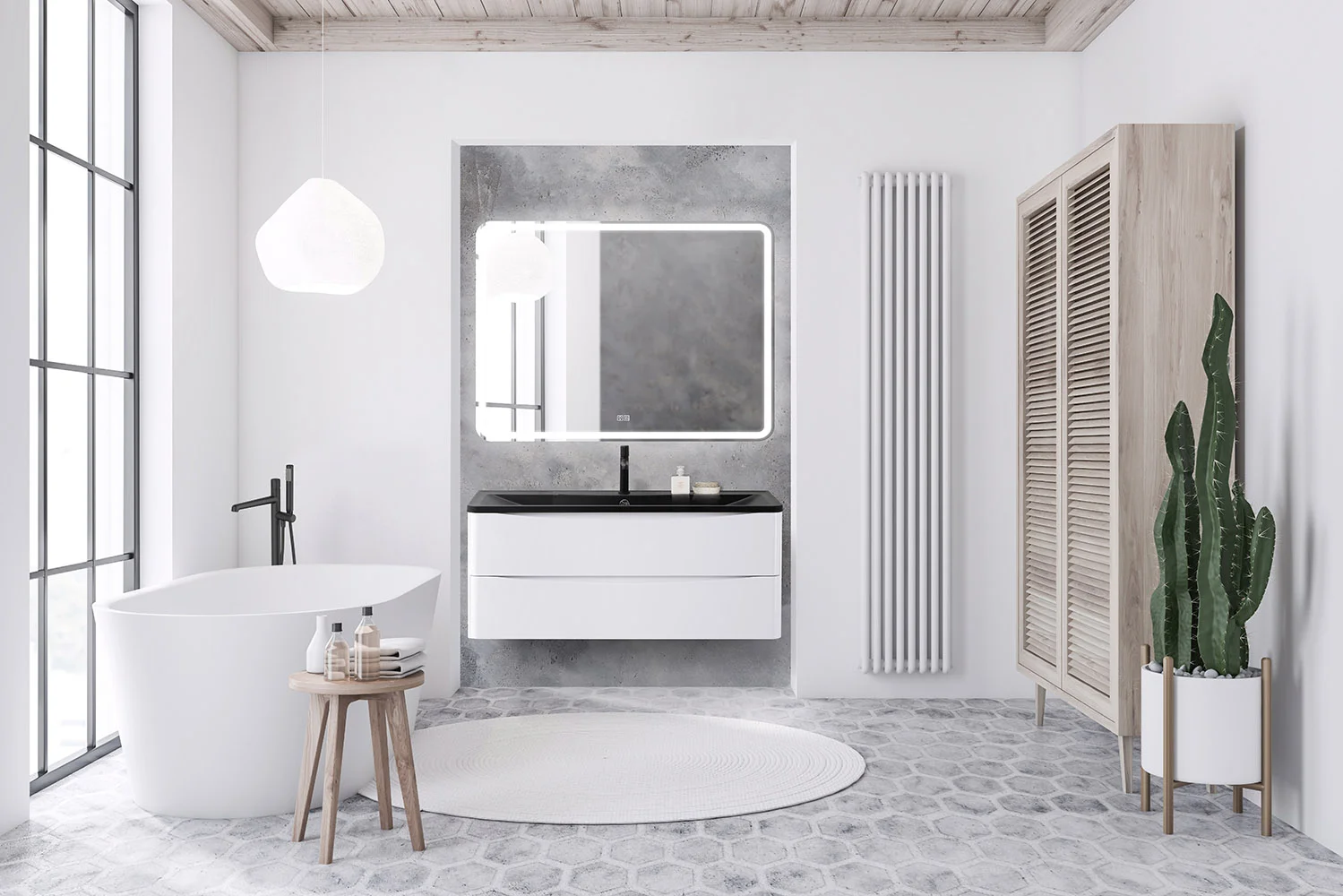 Приобрести belbagno тумба с раковиной acqua 120 см, подвесная bianco lucido, чёрная раковина