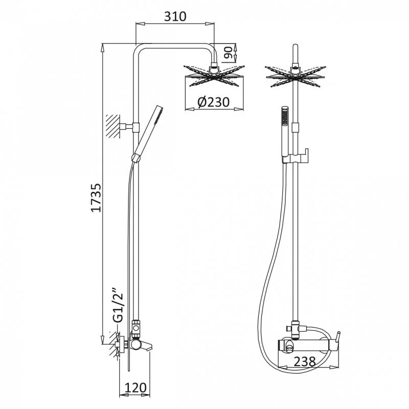 Приобрести cezares душевая система czr-b-cvd2-st, сатин
