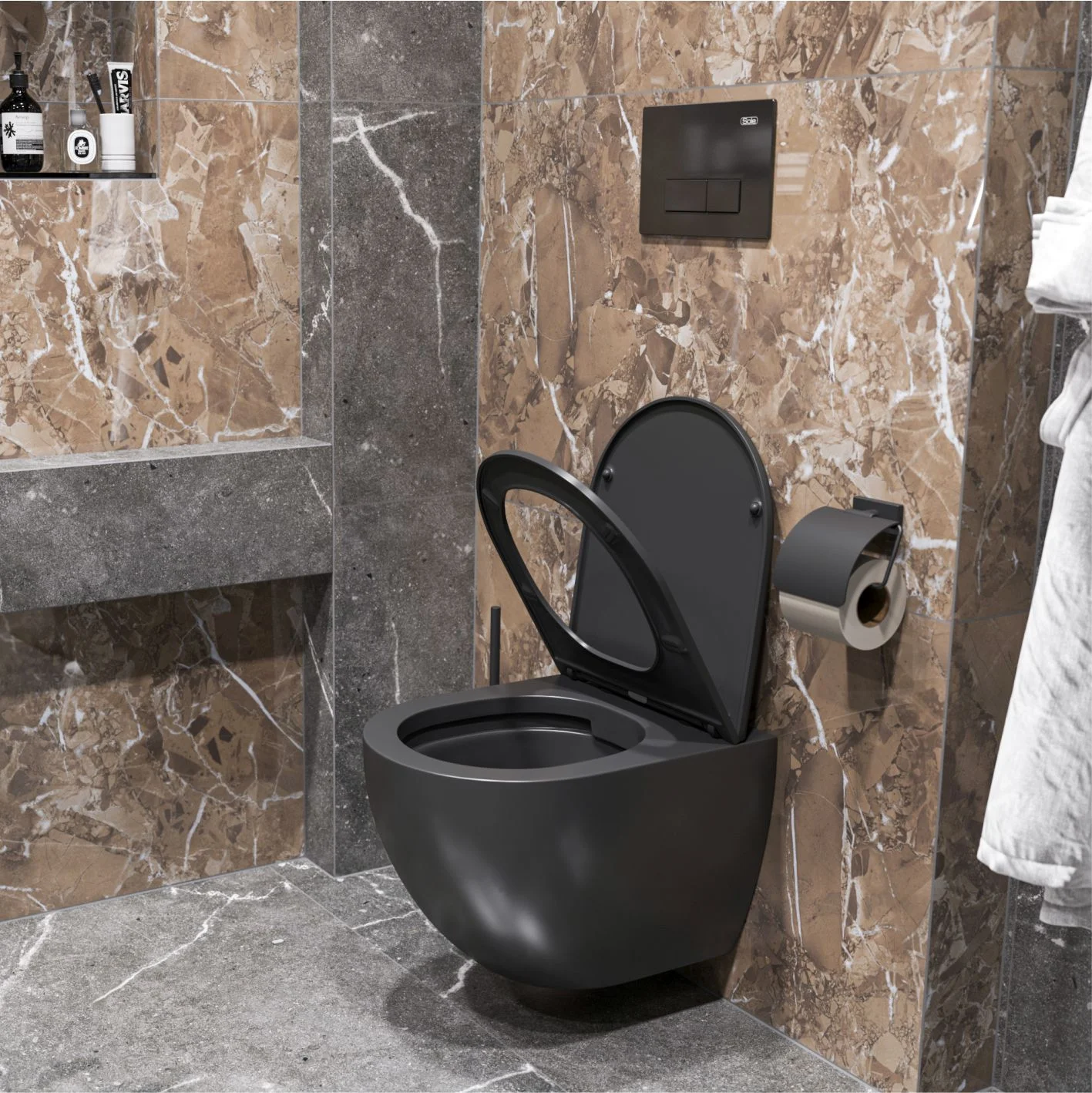 Приобрести sole унитаз подвесной pandora 2 black, безободковый с сиденьем дюропласт, микролифт ут000063637