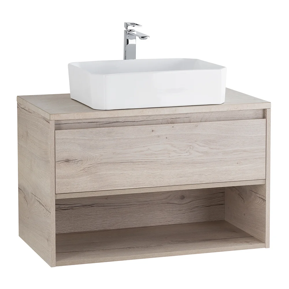 Приобрести belbagno тумба со столешницей kraft 80 см с ящиком и полкой, подвесная rovere galifax bianco