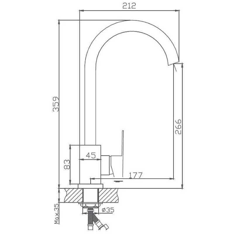Приобрести haiba смеситель для кухни 359мм, нержавеющая сталь hb-70802