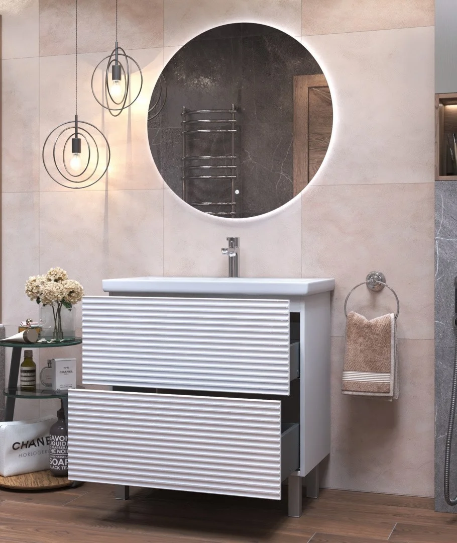 Приобрести vigo тумба с раковиной otti 80см, 2 ящика, напольная, белая tn.ott.com.80.2y