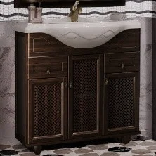 Opadiris Тумба напольная с раковиной Тибет 85 см, решетка, орех антик