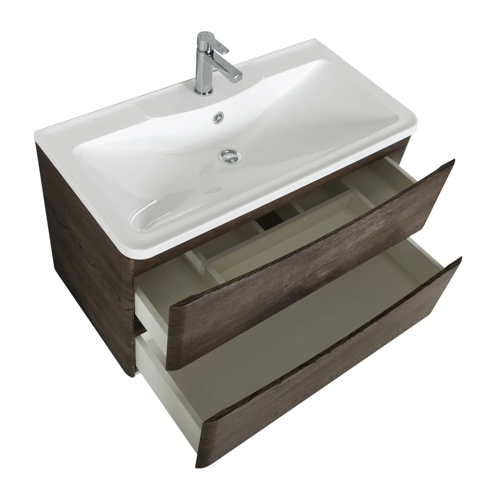 Приобрести belbagno тумба с раковиной acqua 100 см, подвесная rovere nature grigio, белая раковина