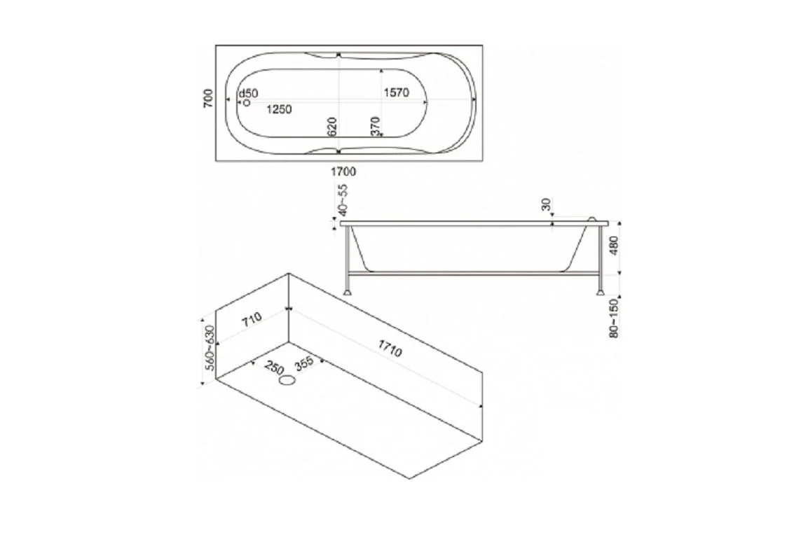 Приобрести bas акриловая ванна нептун 170х70