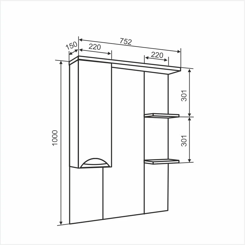 Приобрести aqua de marco зеркало-шкаф eleganse 75 см, правое, белый\хром 1075cele/r