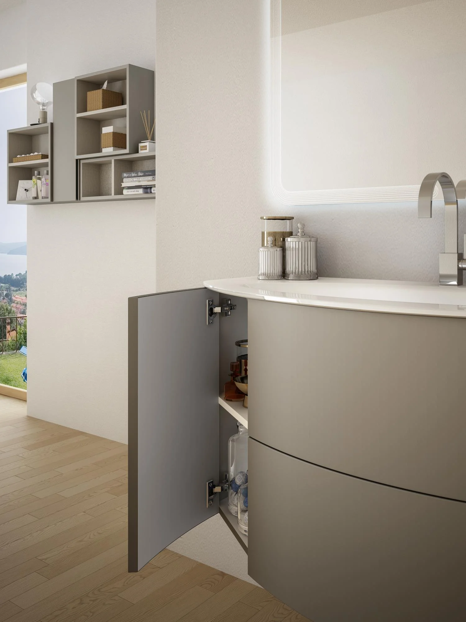 Приобрести cezares тумба подвесная с раковиной eden 91 см grigio talpa opaco, стекло, светло серая 55069