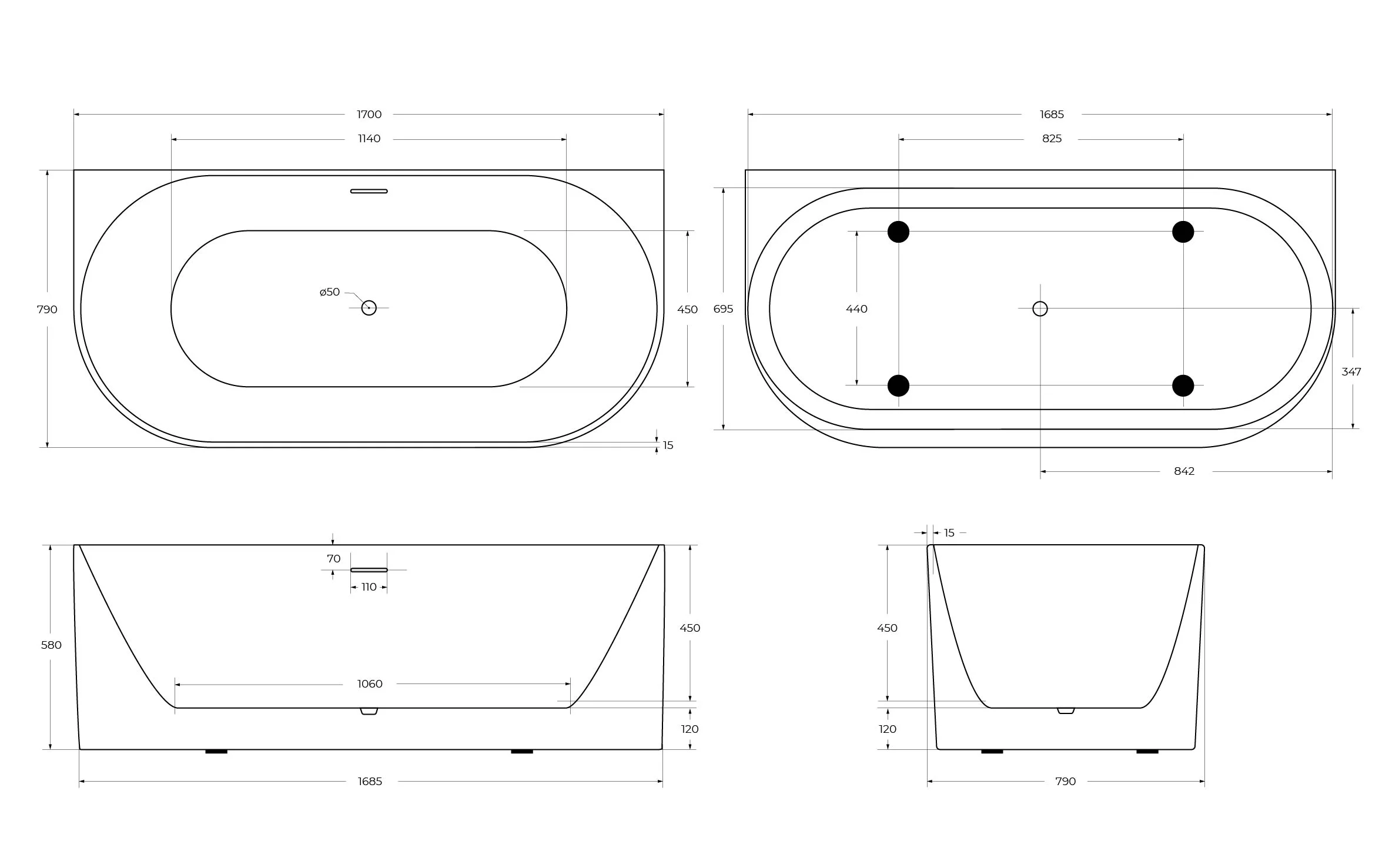 Приобрести belbagno акриловая ванна 170х80 см, пристенная, белая bb412-1700-800