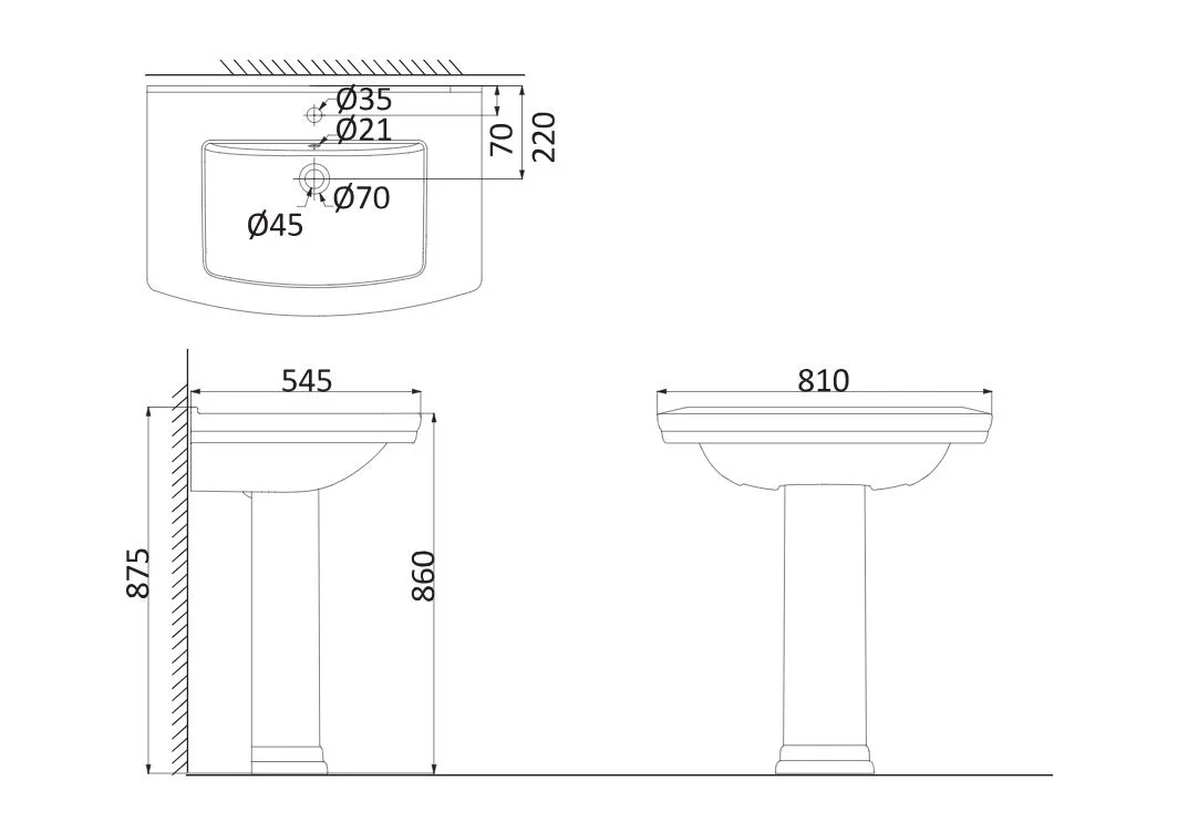Приобрести раковина с пьедесталом creo ceramique orleans 60 см or3000+or3010