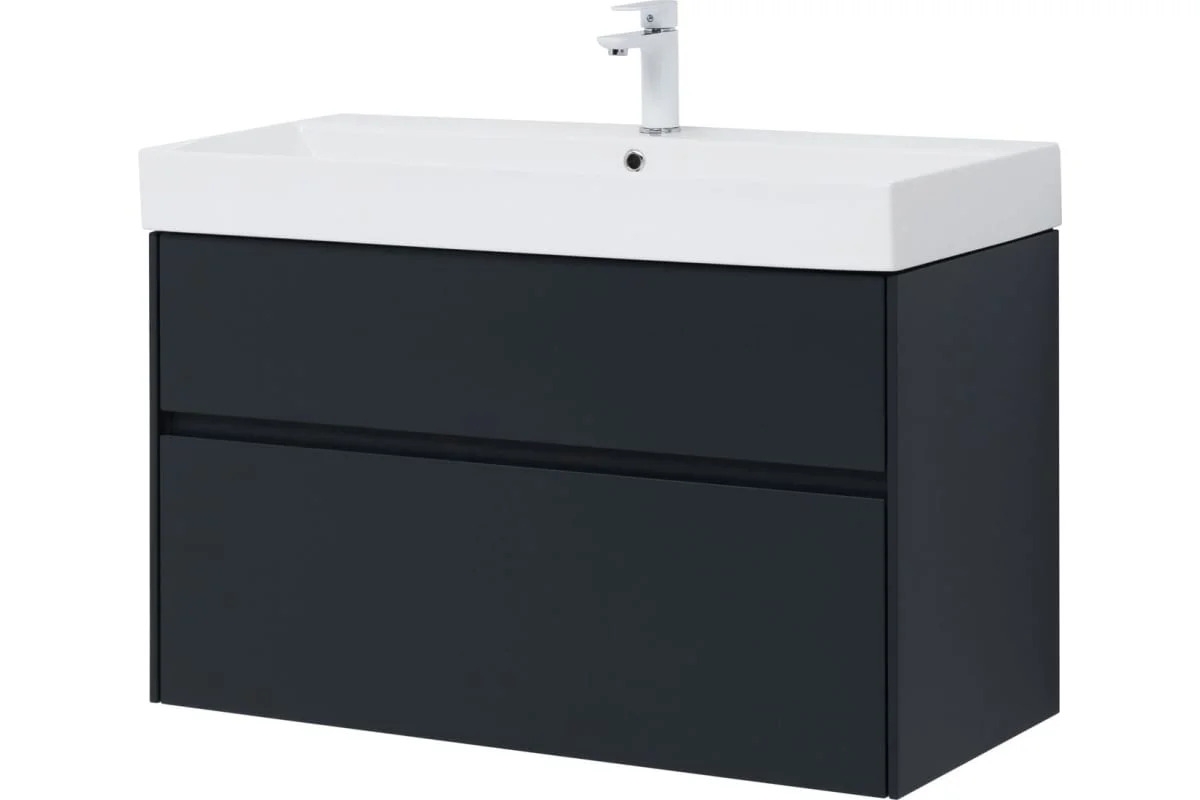 Приобрести aquanet тумба с раковиной бруклин 100 см, антрацит матовая
