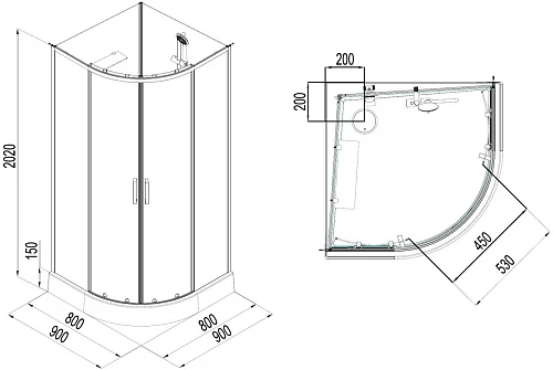 Приобрести aquanet душевая кабина passion evo r black 90x90 см
