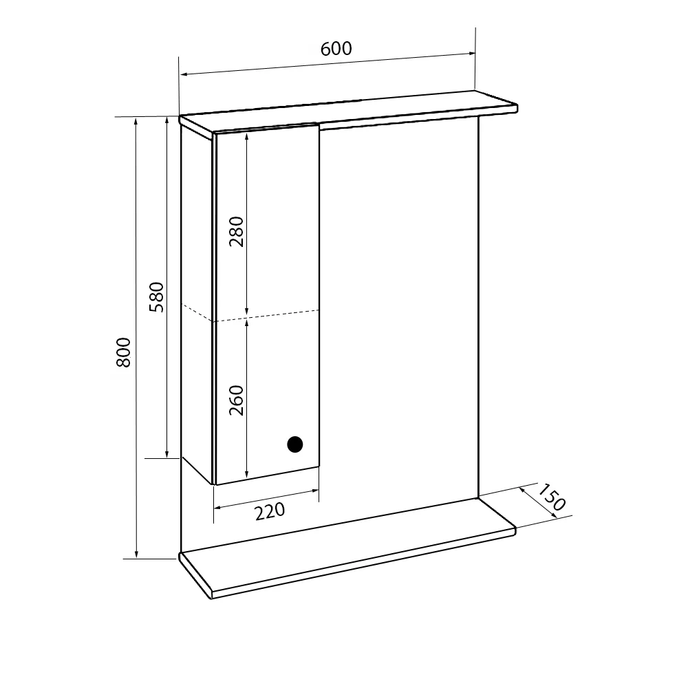 Приобрести loranto зеркало-шкаф моника 60х70 см, левостороннее, cs00047789