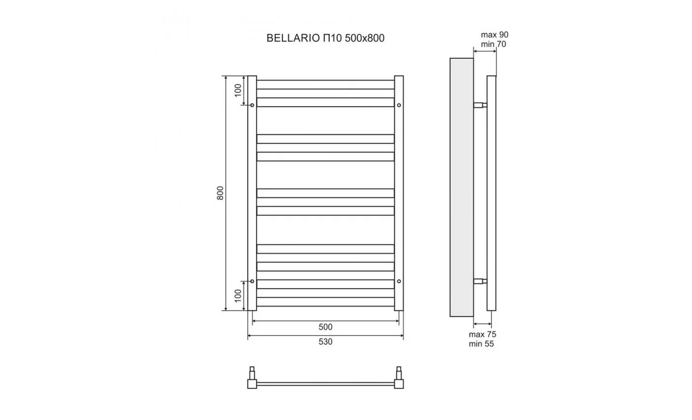 Приобрести lemark полотенцесушитель bellario п10 500x800 мм водяной, черный lm68810bl