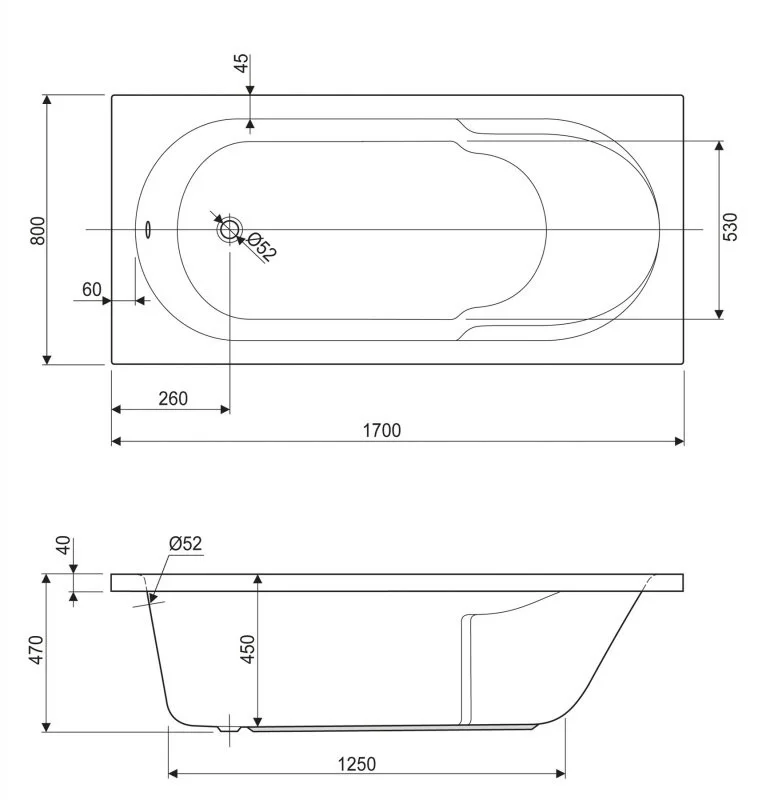 Приобрести cezares акриловая ванна arno 170x80см, arno-170-80-45