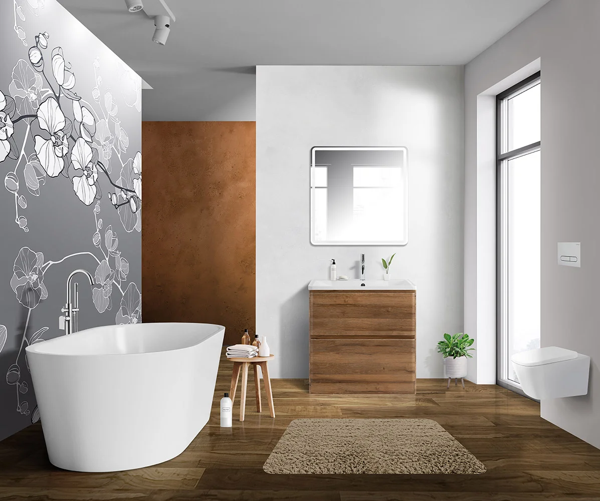 Приобрести belbagno тумба с раковиной albano 80 см, напольная rovere rustico, белая раковина