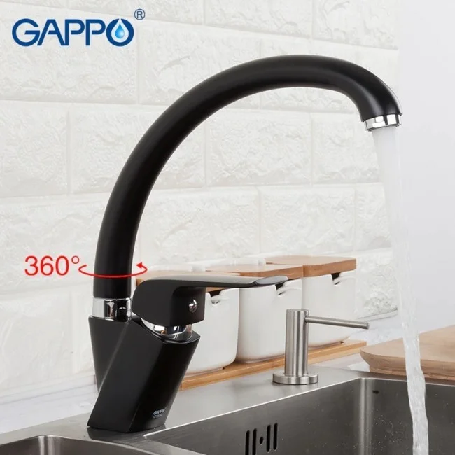 Приобрести gappo смеситель для кухни g4150 с высоким изливом, черный/хром 87676