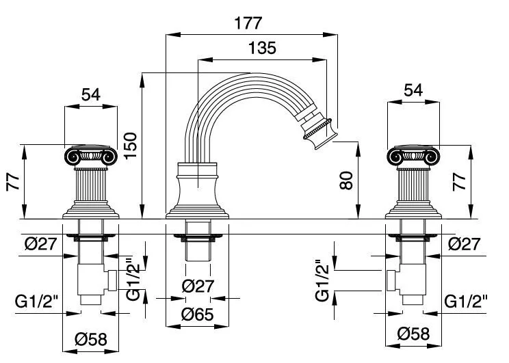 Приобрести cezares смеситель для биде olimp, золото olimp-bbs2-03/24-sw