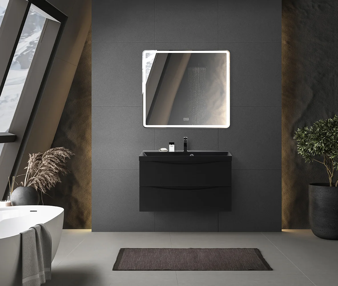 Приобрести belbagno тумба с раковиной marino 90 см, подвесная nero lucido, чёрная раковина