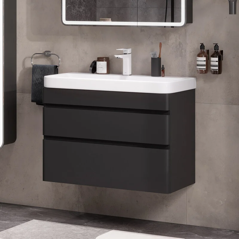 Приобрести equil тумба подвесная с раковиной eltoro 80 см, черная tpeltr80.2y-03