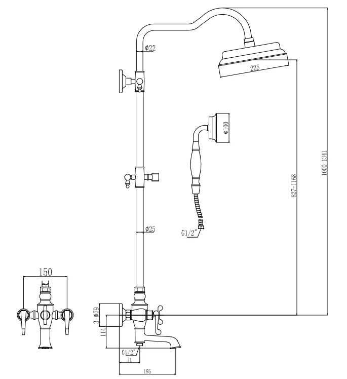 Приобрести savol душевая система d 225мм, круглая, черная матовая s-005313h