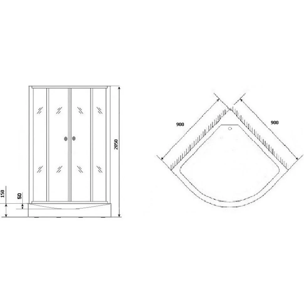 Приобрести grossman душевая кабина 90х90 см, полукруглая, черная\узор gr271