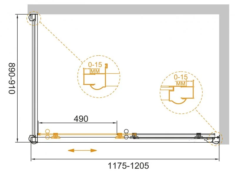 Приобрести cezares душевое ограждение giubileo 120х90 см, бронза giubileo-ah-1-120/90-scorrevole-cp-br