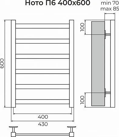 Приобрести terminus полотенцесушитель ното п6 40х60 см, водяной, хром